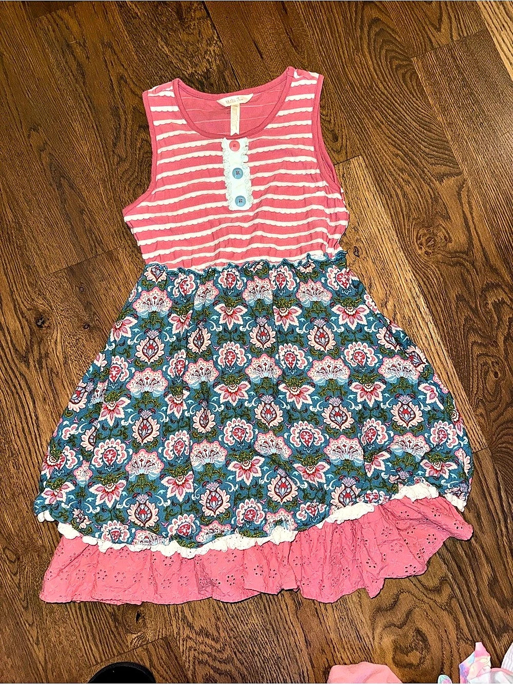 Matilda Jane Floral Sleeveless Casual Dress Pink & Blue girls size 12